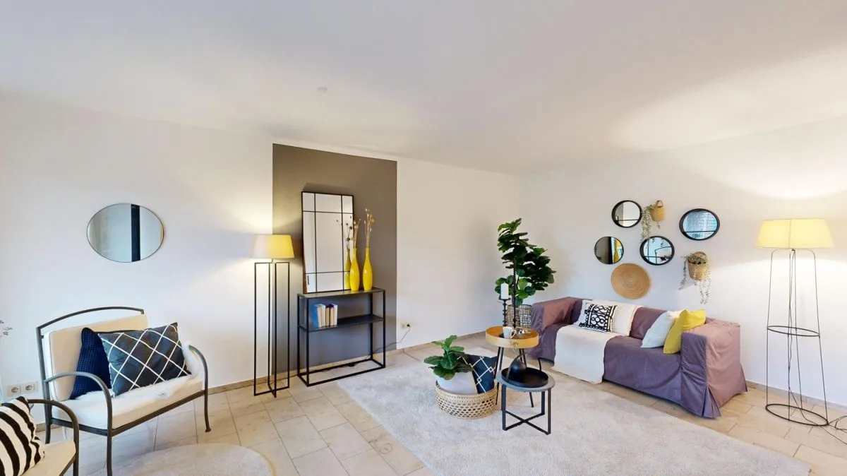 Wohnzimmer Immobilienangebot - Hamm - Wohnungen - Provisionsfrei für Käufer: Großzügige 2-Zimmer-Wohnung m. Loggia und Carport-Platz in gefragter Lage